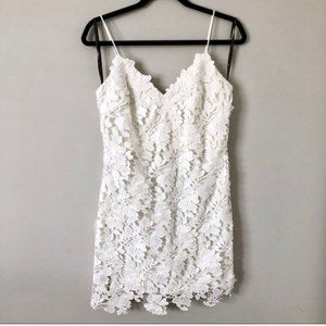 Vera Wang White Strapless Floral Overlay Dress 4